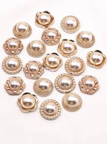 20pcs Mixed Faux Pearl Decor Plastic Flat Base Diy Hair Accessory Elegant,Hair Clips,Hair Barrettes Claw Clips