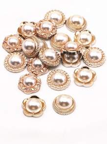 20pcs Mixed Faux Pearl Decor Plastic Flat Base Diy Hair Accessory Elegant,Hair Clips,Hair Barrettes Claw Clips