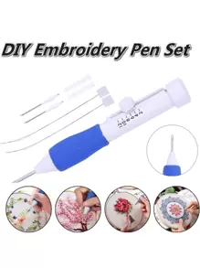 Kit de aguja de punzonado para bordado, pluma mágica para bordar, herramienta para tejer, herramientas de costura DIY, 1 pieza - Blanco - Ver 1