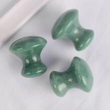 面部按摩工具，天然綠色面部刮痧板刮痧按摩工具蘑菇形刮痧板用於水療身體放鬆減少浮腫和緊張面部皮膚護理按摩器 - 綠色 - 查看 3