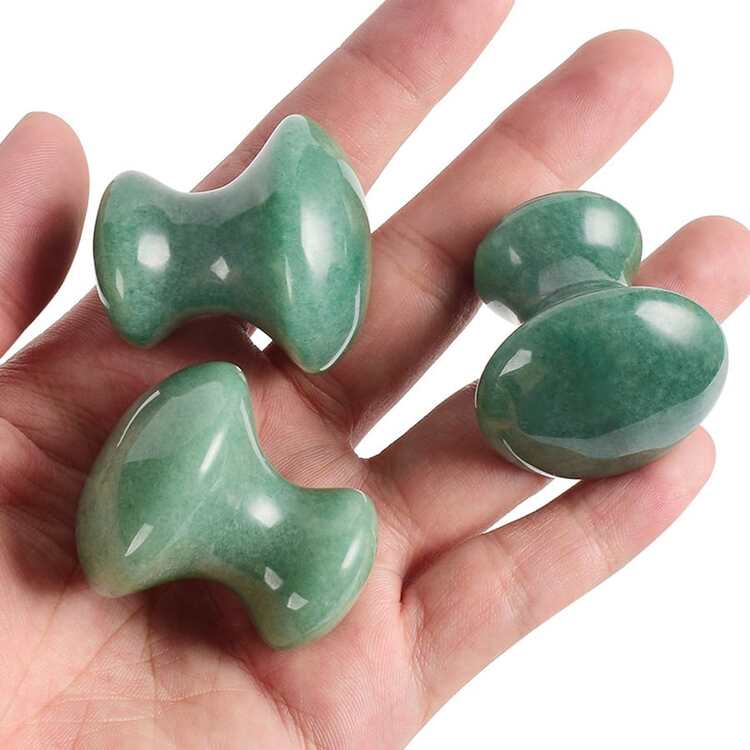 面部按摩工具，天然綠色面部刮痧板刮痧按摩工具蘑菇形刮痧板用於水療身體放鬆減少浮腫和緊張面部皮膚護理按摩器 - 綠色 - 查看 6