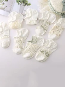 8雙花卉圖案短襪 - 彩色 - 查看 1
