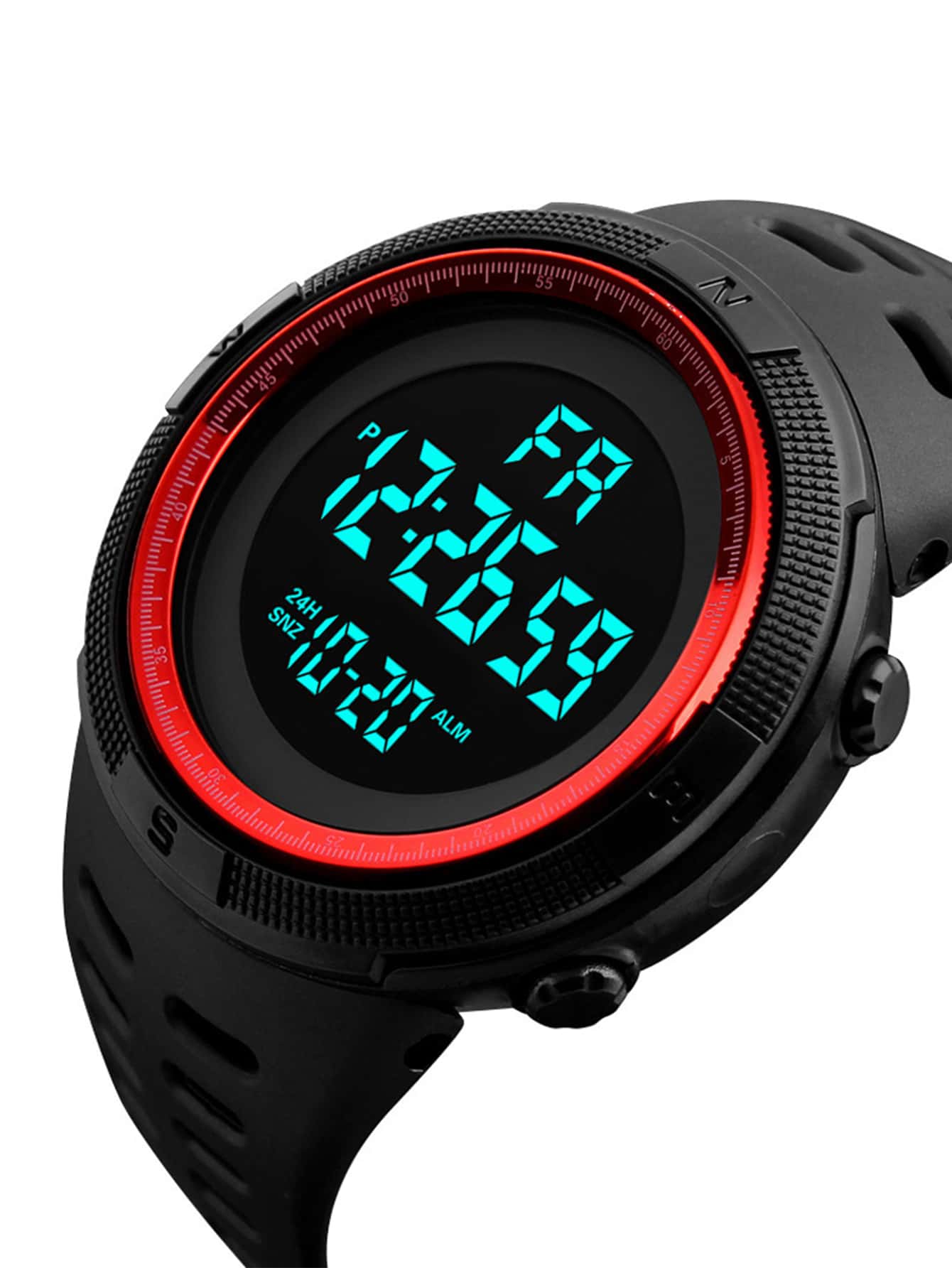 1 Dây đeo đồng hồ thể thao chống sốc mặt số lớn phổ biến Unisex màu đen cổ điển (Màu ngẫu nhiên) - Đỏ - Xem 1