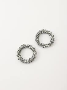 2 chiếc dây buộc tóc trang trí bằng hạt cườm - Bạc - Xem 1