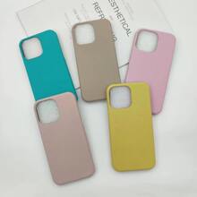 1pc Lychee Pattern Case Compatible With iPhone - Apricot - View 4