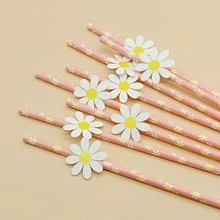 10 ống hút giấy hình hoa cúc nhỏ dùng một lần cho đồ dùng tiệc sinh nhật & lễ hội trường học, quà tặng Giáng sinh - Nhiều màu - Xem 3