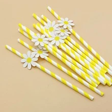 10 ống hút giấy hình hoa cúc nhỏ dùng một lần cho đồ dùng tiệc sinh nhật & lễ hội trường học, quà tặng Giáng sinh - Nhiều màu - Xem 8