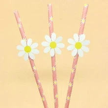 10 ống hút giấy hình hoa cúc nhỏ dùng một lần cho đồ dùng tiệc sinh nhật & lễ hội trường học, quà tặng Giáng sinh - Nhiều màu - Xem 4