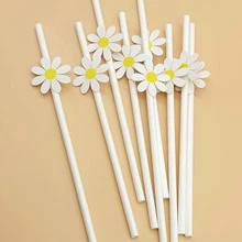 10 ống hút giấy hình hoa cúc nhỏ dùng một lần cho đồ dùng tiệc sinh nhật & lễ hội trường học, quà tặng Giáng sinh - Nhiều màu - Xem 6