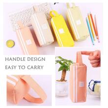 1 hộp đựng bút chì vải công suất lớn đơn giản - Màu xám đen - Xem 5