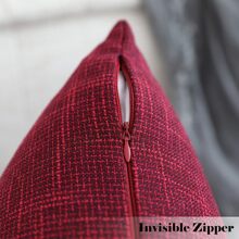 1件紅色天然木質極簡風 + 侘寂風隨性純色紋理亞麻混紡編織枕套，適用於居家、沙發、床、臥室、客廳、咖啡廳、展覽廳、裝飾、日常與節日聚會，四季皆宜 - 紅色 - 查看 5