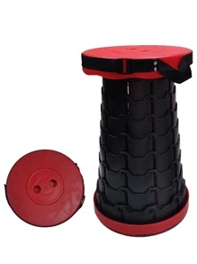 1 Chiếc Ghế Gấp Di Động Ngoài Trời Có Thể Thu Vào Để Câu Cá, Đi Bộ Đường Dài, Bbq, Cắm Trại - Đỏ - Xem 1