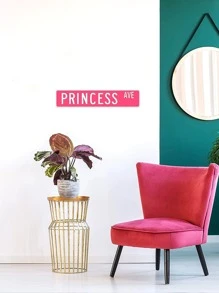 1pc Pink Princess Wall Sticker, Personalized Self-adhesive Pvc Wall Decoration For Bedroom - Coral Pink - View 2
