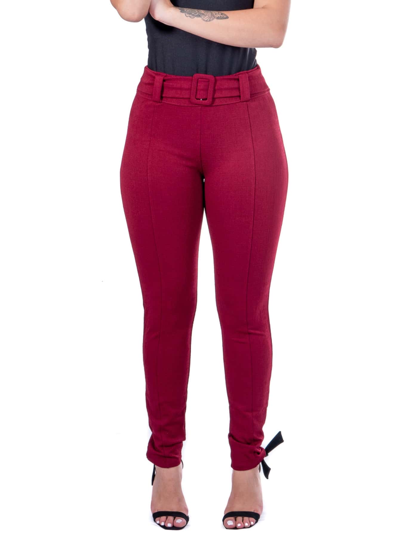 Women Sports Pants - 酒紅色 - 查看 1