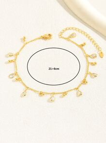 1入組波西米亞海灘風格水滴方晶鋯石裝飾腳鏈適合女士,度假約會禮物