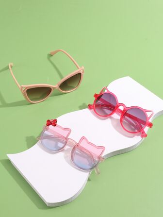 3副兒童貓形PC太陽眼鏡適用於日常生活