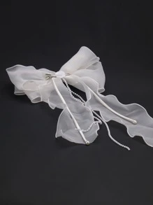 1 pieza Clip de pelo de novia de moda de gasa con moño, accesorio de pelo para damas de honor adecuado para cualquier vestido, fiesta de boda