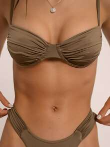 Bộ Bikini Có Gọng Ren Mùa Hè - Cà phê nâu - Xem 4