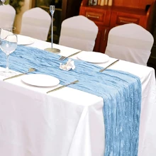 褶皺織物桌旗、鄉村風格薄紗浪漫波西米亞餐桌裝飾、婚禮/派對/活動/裝飾、蛋糕桌表面裝飾