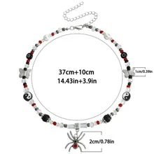 女士蜘蛛吊坠项链，个性街头风串珠颈链 - 彩色 - 查看 7