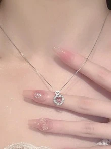 水钻心形吊饰项链情人节