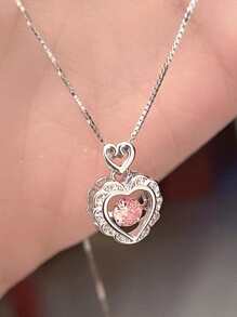 水钻心形吊饰项链情人节