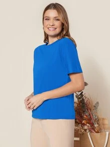 Women T-Shirts - 寶藍色 - 查看 3