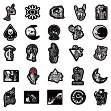 50pcs Gothic Black & White Punk Style Graffiti Stickers, Skull Expression Waterproof Decals - Multicolor - View 3