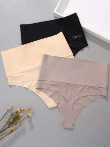 1 件女式高腰抗菌尼龙性感内裤，收腹无缝