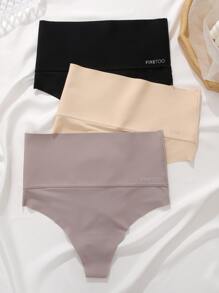 1 件女式高腰抗菌尼龙性感内裤，收腹无缝