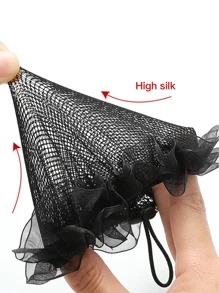 6pcs/set Elastic Drawstring Black Hair Nets For Ballet Dance, Bun Making And Performance Decoration - Burgundy - View 2