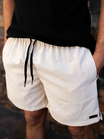 Shorts Masculino Linho Confort com Bolso Faca Discreto e Elástico na Cintura Praia Verão Final de Ano