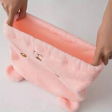 浴室頭巾，可愛小熊設計乾髮毛巾，吸水乾髮帽，時尚卡通3d刺繡浴帽 - 藍色 - 查看 4