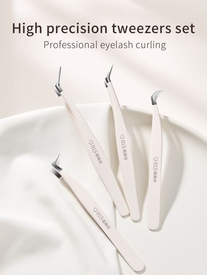 4 قطع مجموعة ملقط رموش بيج: ملقط مستقيم ومنحني عالي الدقة، لتمديد الرموش اليدوي، مناسب للفنانات المحترفات في مجال الرموش والفتيات المبتدئات والنساء، أدوات مكياج، مكياج، رخيص، ديكور الغرفة، مكواة الشعر، السفر، غرفة النوم، اكسسوارات المكياج، ملقاط