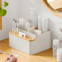 家居收納組織桌面收納盒文具盒,鉛筆筆筒化妝刷子組織者,適用於辦公用品,梳妝台,杏色 - 杏色 - 查看 2