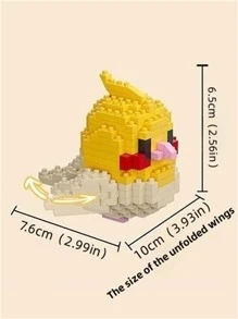 1 Khối Xây Dựng Thu Nhỏ Đồ Chơi Trang Trí Hình Con Chim, Quà Tặng Câu Đố Trí Tuệ Đảng - Màu vàng - Xem 2