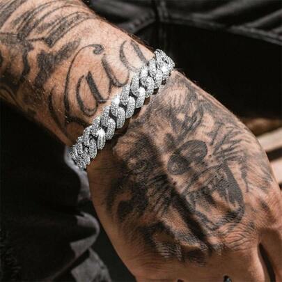 1 pièce Bracelet À Chaîne Pour Homme Avec Strass