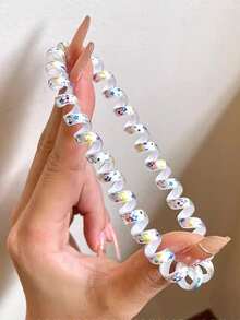 8 件装女士星星图案时尚线圈发圈发饰街头马尾辫固定器发绳