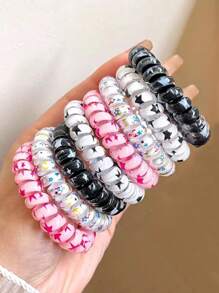 8 件装女士星星图案时尚线圈发圈发饰街头马尾辫固定器发绳