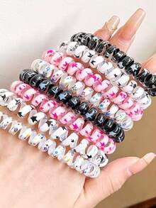 8 件装女士星星图案时尚线圈发圈发饰街头马尾辫固定器发绳