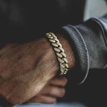 1pc Men's Rhinestone Chain Link Bracelet - Yellow Gold - View 1