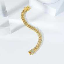 1pc Men's Rhinestone Chain Link Bracelet - Yellow Gold - View 3