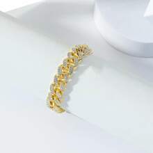 1pc Men's Rhinestone Chain Link Bracelet - Yellow Gold - View 2