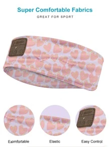 睡眠耳機耳塞式耳機適用於鍛煉跑步無綫運動髮箍睡耳機奶牛心 - 粉色 - 查看 3