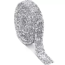 1 Keo Dán Pha Lê Nơ Miếng Dán Kính Cường Lực Cho Bánh Cưới, Sinh Nhật Thủ Công, Giày Sandal Trang Trí - Bạc - Xem 2