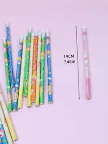 10 cái Thiết kế hỗn hợp Bút chì hoạt hình trục tròn - Nhiều màu - Xem 2
