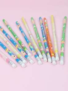 10 cái Thiết kế hỗn hợp Bút chì hoạt hình trục tròn - Nhiều màu - Xem 6