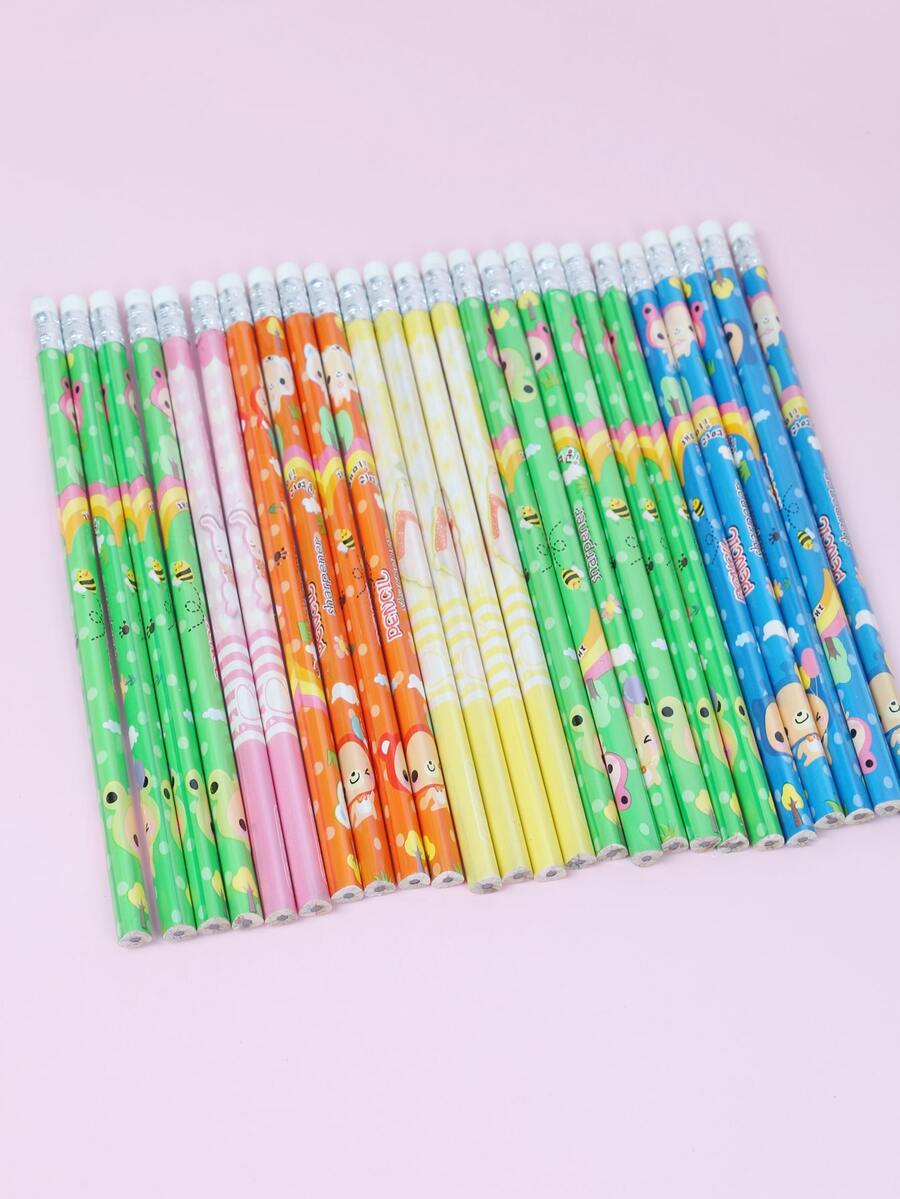 10 cái Thiết kế hỗn hợp Bút chì hoạt hình trục tròn - Nhiều màu - Xem 1