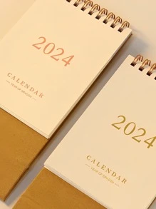 1 pieza Calendario 2024 rosado color estampado en caliente fuente - Rosa - Ver 5