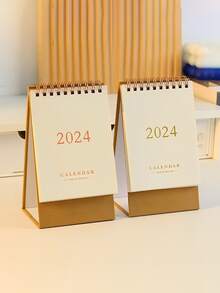 1 pieza Calendario 2024 rosado color estampado en caliente fuente - Rosa - Ver 6